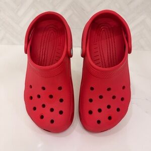 CROCS Men's Red Slip Ons - size 6